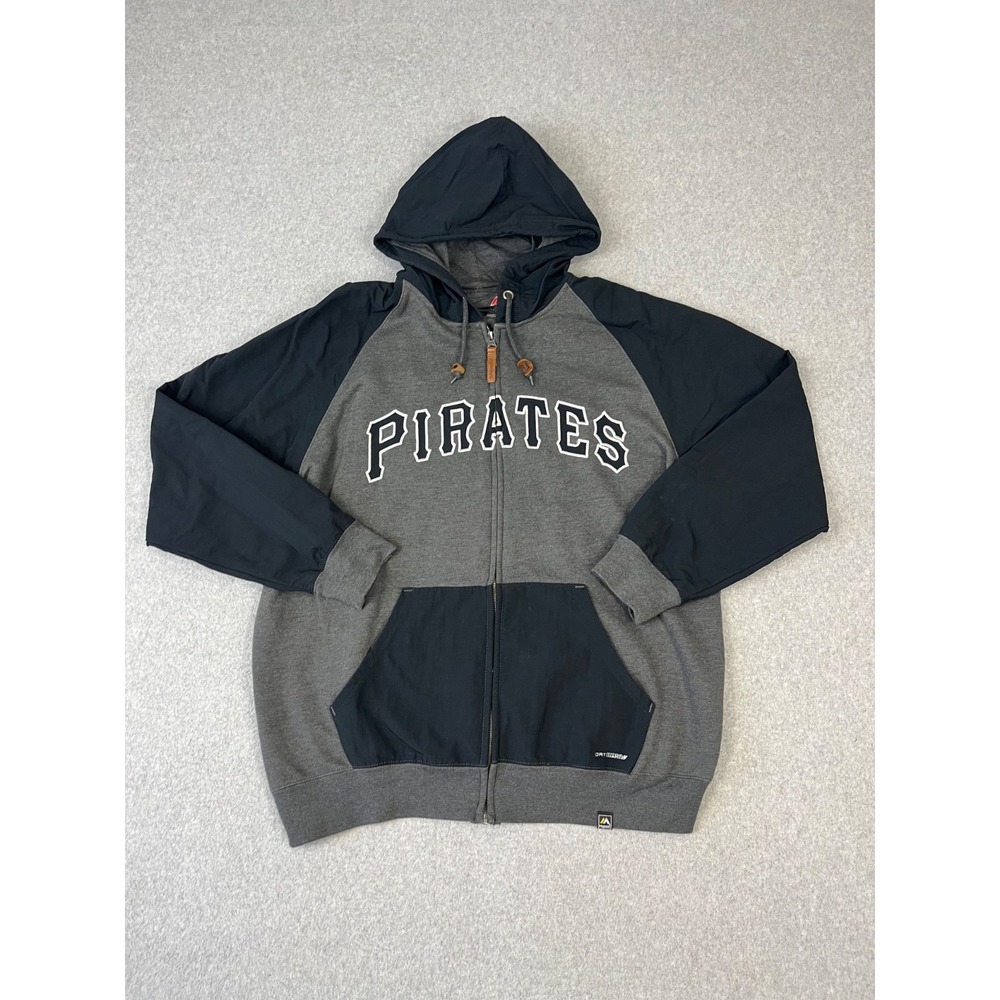 Pittsburg Pirates Hybrid Sweatshirt‎ Mens L Gray Majestic Full Zip Hooded